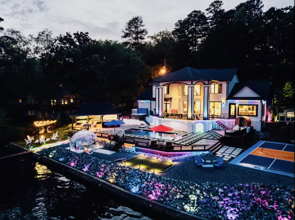 The Superstar waterfront estate at sunset